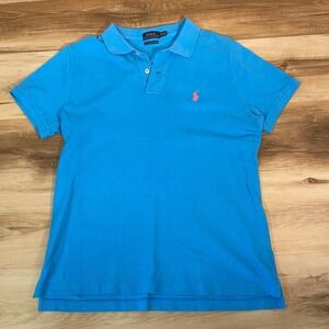 Polo Ralph Lauren The Skinny Polo Blue Pink Pony Logo Men's XL Polo Shirt